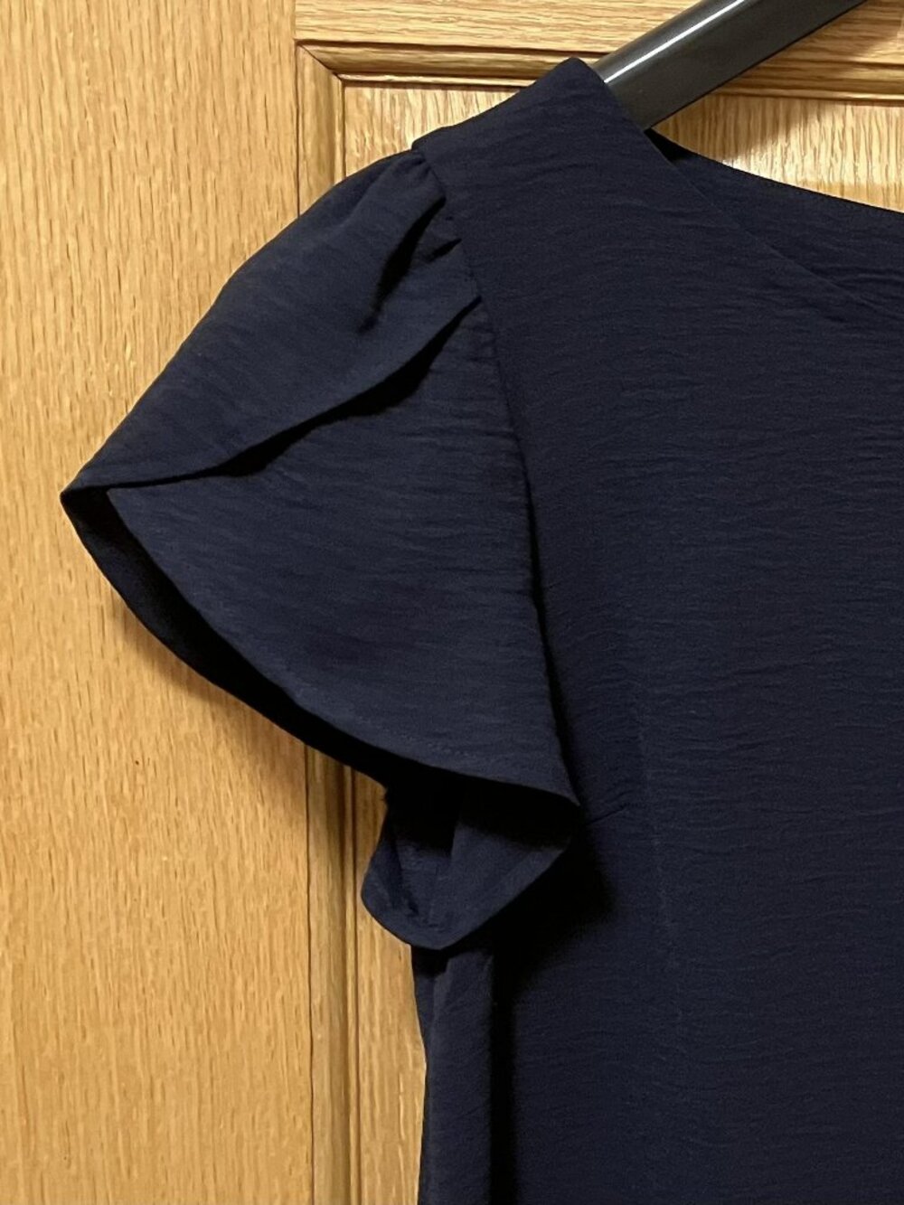 DKNY Navy Blue & White Ruffle Hem Dress - Size 8 - Picture 3 of 5
